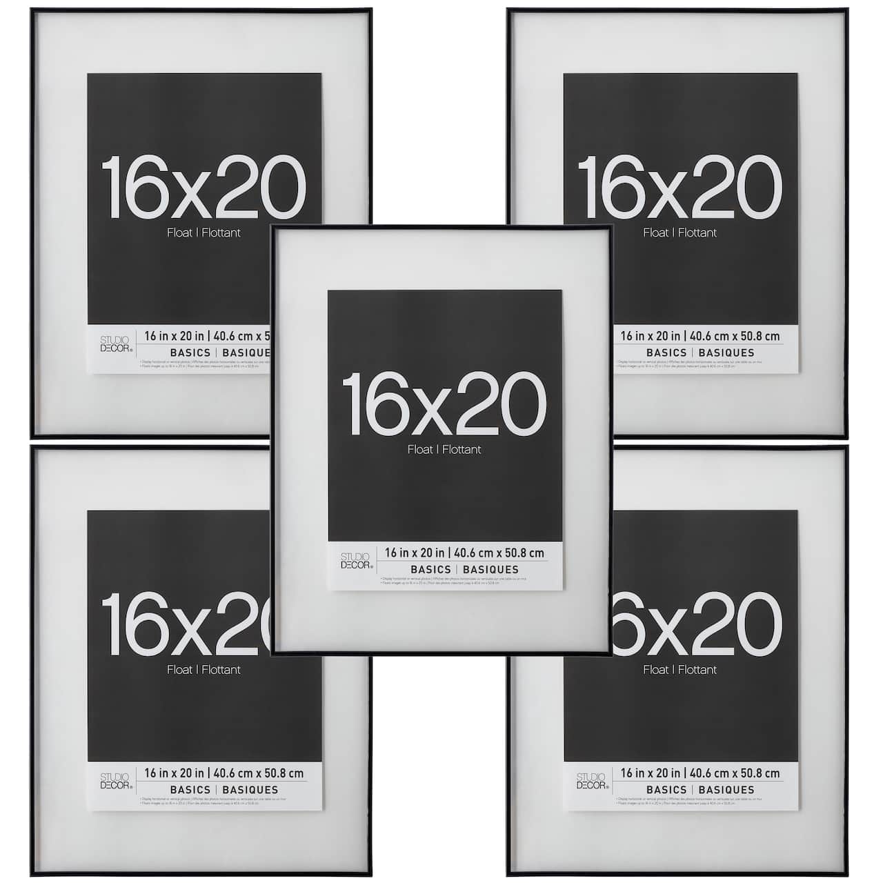 5 Pack: Black Thin 16" x 20" Float Frame, Basics by Studio Décor®